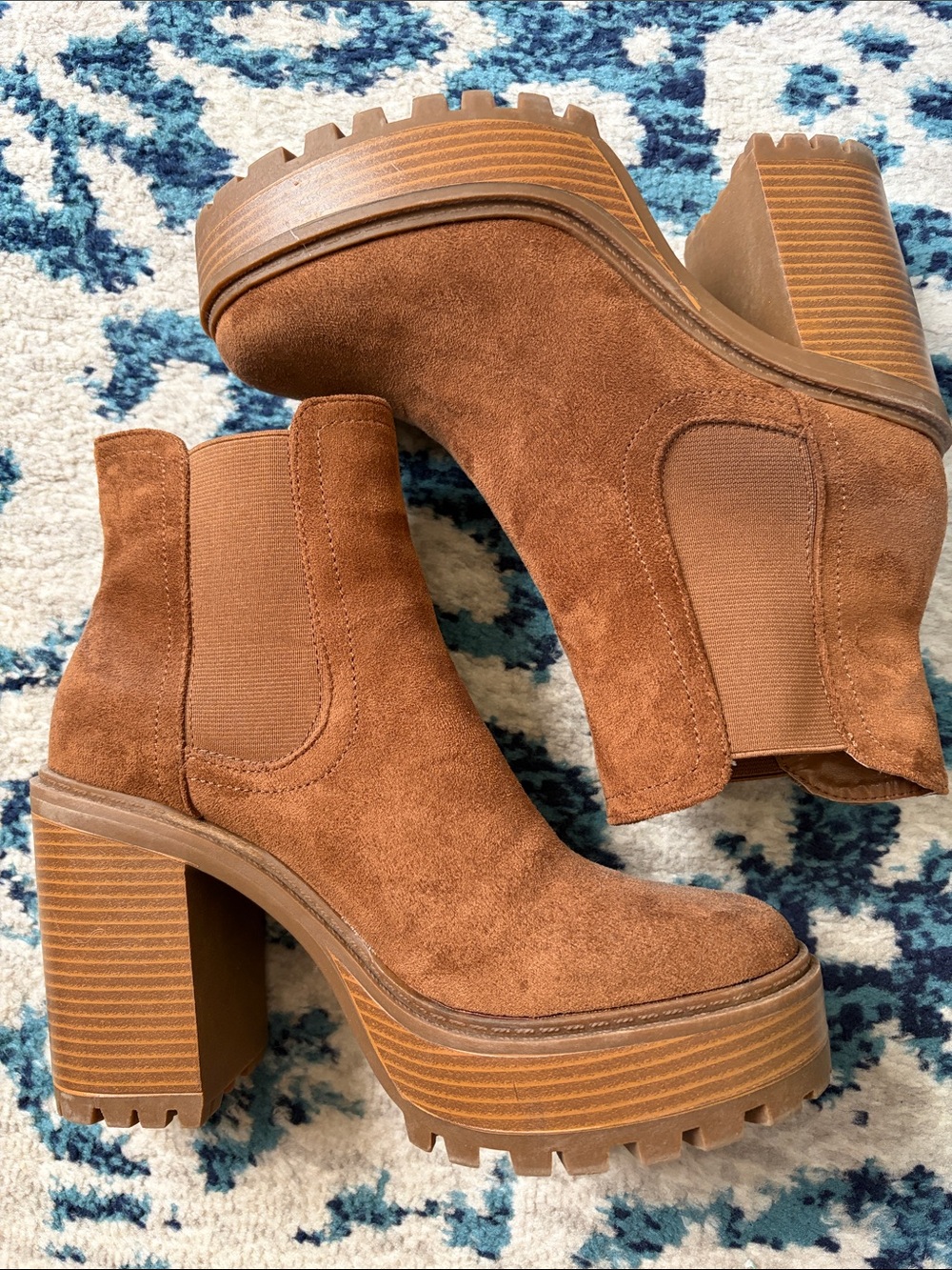 Chunky Platform Chelsea Booties in Chestnut